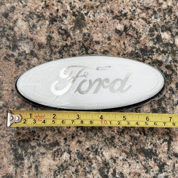 NEW 7" White Chrome Ford Emblem - Picture 4 of 5
